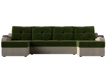 П-образный диван Меркурий П, Зеленый/бежевый (вельвет) в Салехарде - предосмотр 1
