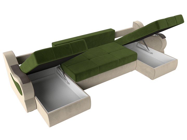 П-образный диван Меркурий П, Зеленый/бежевый (вельвет) в Салехарде - изображение 6