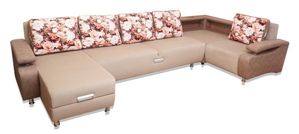 П-образный диван Престиж-15 люкс с полкой в Салехарде - изображение