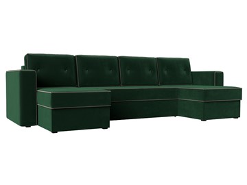 П-образный диван Принстон, Зеленый\Коричневый (Велюр) боннель в Салехарде