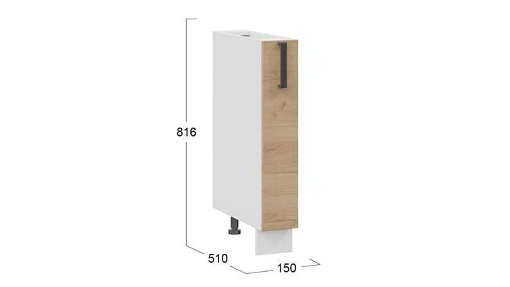 Шкаф напольный с выдвижной корзиной Детройт 1Н15К (Белый/Дуб Крафт золотой) в Салехарде - изображение 2
