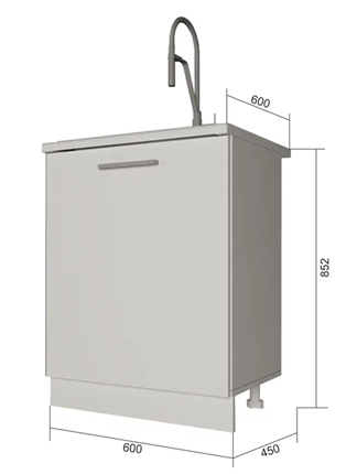 Тумба кухонная НМ 60, Сатин/Белый в Надыме - изображение
