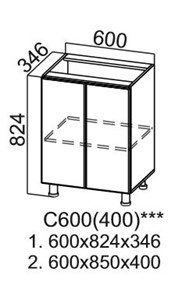 Кухонная тумба Модус, C600(400), галифакс в Салехарде - предосмотр