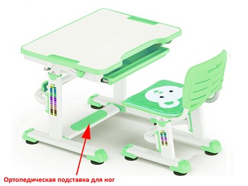 Растущая парта + стул Mealux BD-08 Teddy, green, зеленая в Ноябрьске - предосмотр
