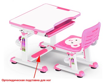 Парта растущая и стул Mealux BD-08 Teddy, pink, розовая в Ноябрьске