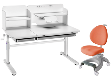 Комплект парта + кресло Iris II Grey + Cielo Orange + чехол для кресла в подарок в Салехарде - предосмотр