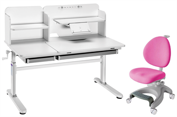 Комплект парта + кресло Iris II Grey + Cielo Pink + чехол для кресла в подарок в Салехарде - предосмотр