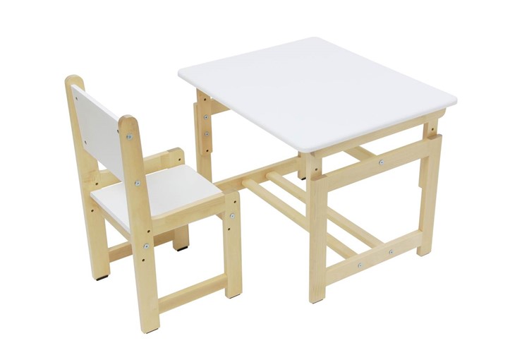 Комплект растущей детской мебели POLINI Kids ECO 400 SM 68Х55 Белый / Натуральный в Салехарде - изображение 2