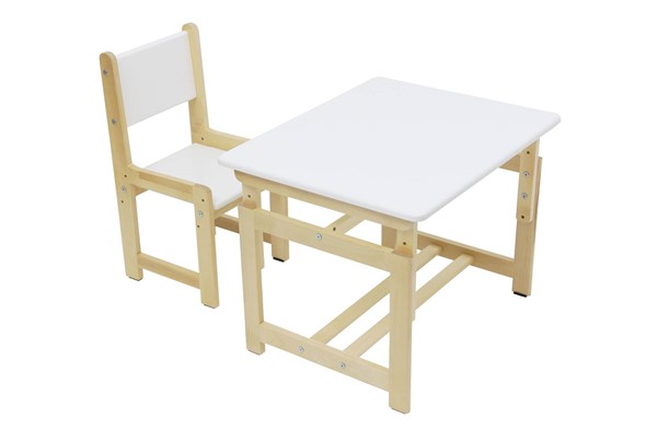 Комплект растущей детской мебели POLINI Kids ECO 400 SM 68Х55 Белый / Натуральный в Муравленко - изображение