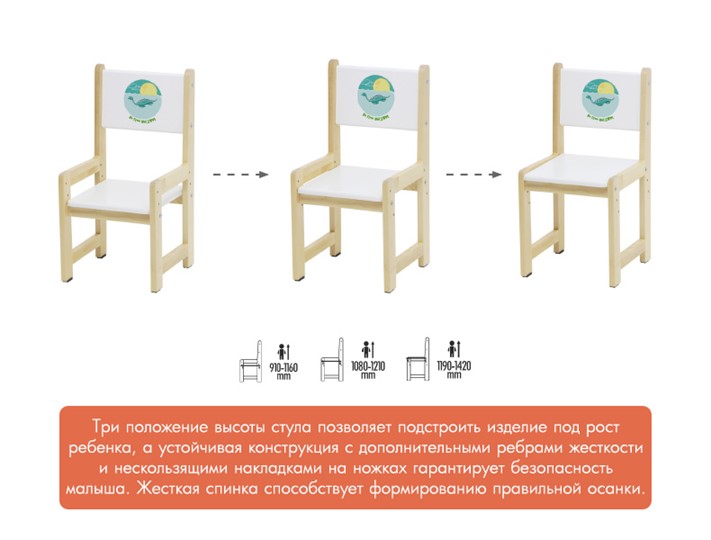Комплект растущей детской мебели POLINI Kids ECO 400 SM 68Х55 Белый / Натуральный в Муравленко - изображение 8