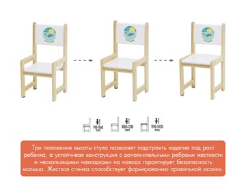 Комплект растущей детской мебели Polini kids Eco 400 SM, Лесная сказка, 68х55 см белый-натуральный в Надыме - предосмотр 2
