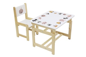 Комплект растущей детской мебели Polini kids Eco 400 SM, Лесная сказка, 68х55 см белый-натуральный в Надыме - предосмотр