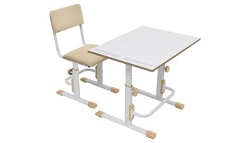 Растущий комплект мебели POLINI Kids Растущая парта-трансформер М1 и стул регулируемый L Белый-макиато в Надыме