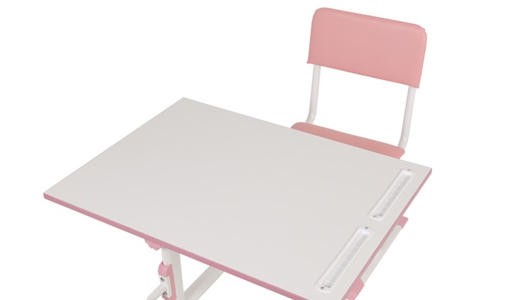 Растущий комплект мебели POLINI Kids Растущая парта-трансформер М1 и стул регулируемый L Белый-розовый в Салехарде - изображение 8