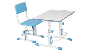 Растущий комплект мебели POLINI Kids Растущая парта-трансформер М1 и стул регулируемый L Белый-синий в Надыме - предосмотр