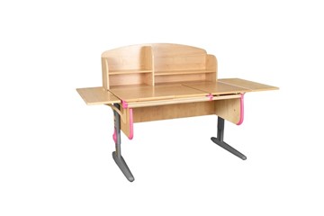 Детский стол-трансформер 1/75-40 (СУТ.25) + Polka_b 1/550 (2 шт.) + Polka_n 1/1200 бежевый/серый/розовый в Муравленко