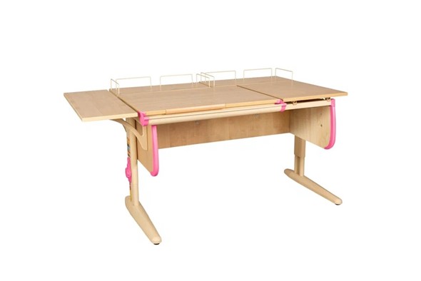 Детский стол-трансформер 1/75-40 (СУТ.25) + Polka_z 1/600 (2 шт.) + Polka_b 1/550 бежевый/бежевый/розовый в Надыме - изображение