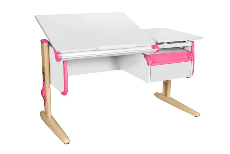 Детский стол-трансформер 1/75-40 (СУТ.25) + Tumba 1 Белый/Бежевый/розовый в Салехарде - изображение 3