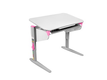 Детский стол-трансформер 5/100 (СУТ. 46) Белый/Серый/Розовый с лотком в Губкинском