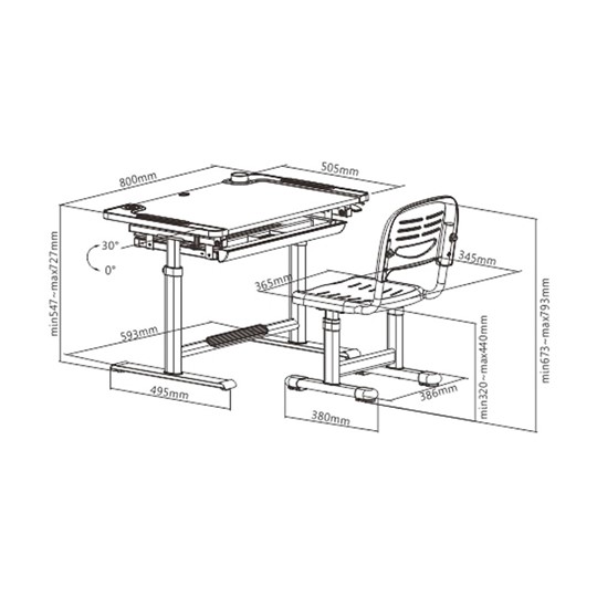 Растущая парта + стул Littonia Grey FUNDESK (c лампой и подставкой) в Лабытнанги - изображение 8