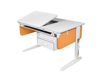 Детский стол-трансформер L/70-45 (СУТ.62)  + Tumba 8 белый-оранжевый/белый/белый с лотком в Губкинском