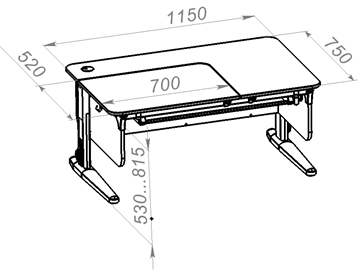 Растущий стол L/70-45 (СУТ 62) с лотком, белый/белый/лайм в Губкинском - предосмотр 1