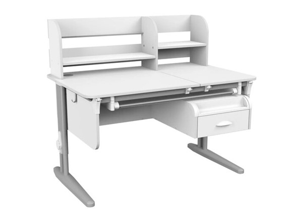 Детский стол-трансформер Lp/70-45 (СУТ.62 PRO) + Tumba 8 с лотком белый/серый/белый в Лабытнанги - изображение