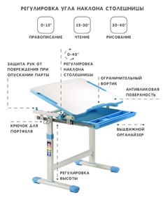 Детский стол-трансформер SET Holto-2А голубой в Салехарде - предосмотр 7