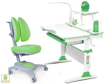 Растущая парта + стул Комплект Mealux EVO Evo-30 Z (арт. Evo-30 Z + Y-115 KZ), серый, зеленый в Лабытнанги