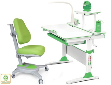 Растущая парта + стул Комплект Mealux EVO Evo-30 Z (арт. Evo-30 Z + Y-110 KZ), серый, зеленый в Новом Уренгое