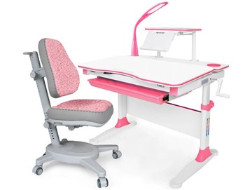 Растущая парта + стул Комплект Mealux EVO Evo-30 BL (арт. Evo-30 BL + Y-115 KBL), серый, розовый в Губкинском
