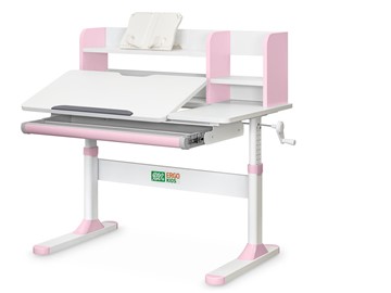 Растущий стол Ergokids TH-330 Pink TH-330 W/PN, столешница белая / накладки на ножках розовые в Новом Уренгое