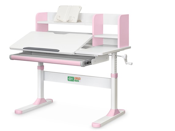 Растущий стол Ergokids TH-330 Pink TH-330 W/PN, столешница белая / накладки на ножках розовые в Надыме - изображение