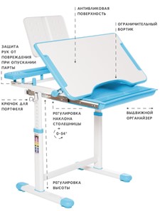 Растущий стул и растущая парта SET HOLTO-17А, голубой в Ноябрьске - предосмотр 5