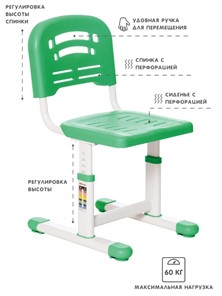 Комплект из растущих парты и стула SET HOLTO-17А, зеленый в Лабытнанги - предосмотр 4