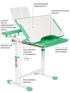 Комплект из растущих парты и стула SET HOLTO-17А, зеленый в Губкинском - предосмотр 5