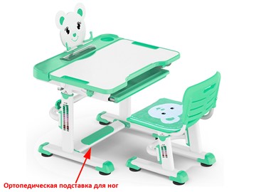 Стол растущий и стул Mealux EVO BD-04 Teddy New XL, green, зеленая в Лабытнанги