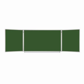 Доска для мела магнитная 3-х элементная 100х150/300 см, 5 рабочих поверхностей, зеленая, BRAUBERG, 231707 в Салехарде - предосмотр