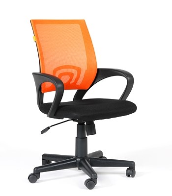 Кресло компьютерное CHAIRMAN 696 black Сетчатый акрил DW66 оранжевый в Новом Уренгое - изображение